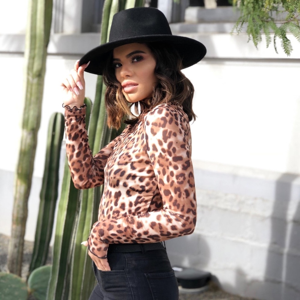 Leopard Mesh Top